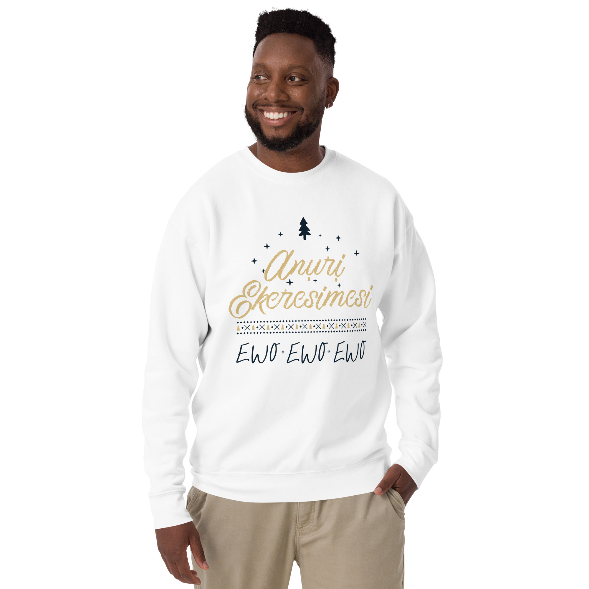 Aṅụrị Ekeresimesi Sweatshirt – Igbo “Merry Christmas” Holiday Sweater | Unisex Fleece Crewneck - Image 4