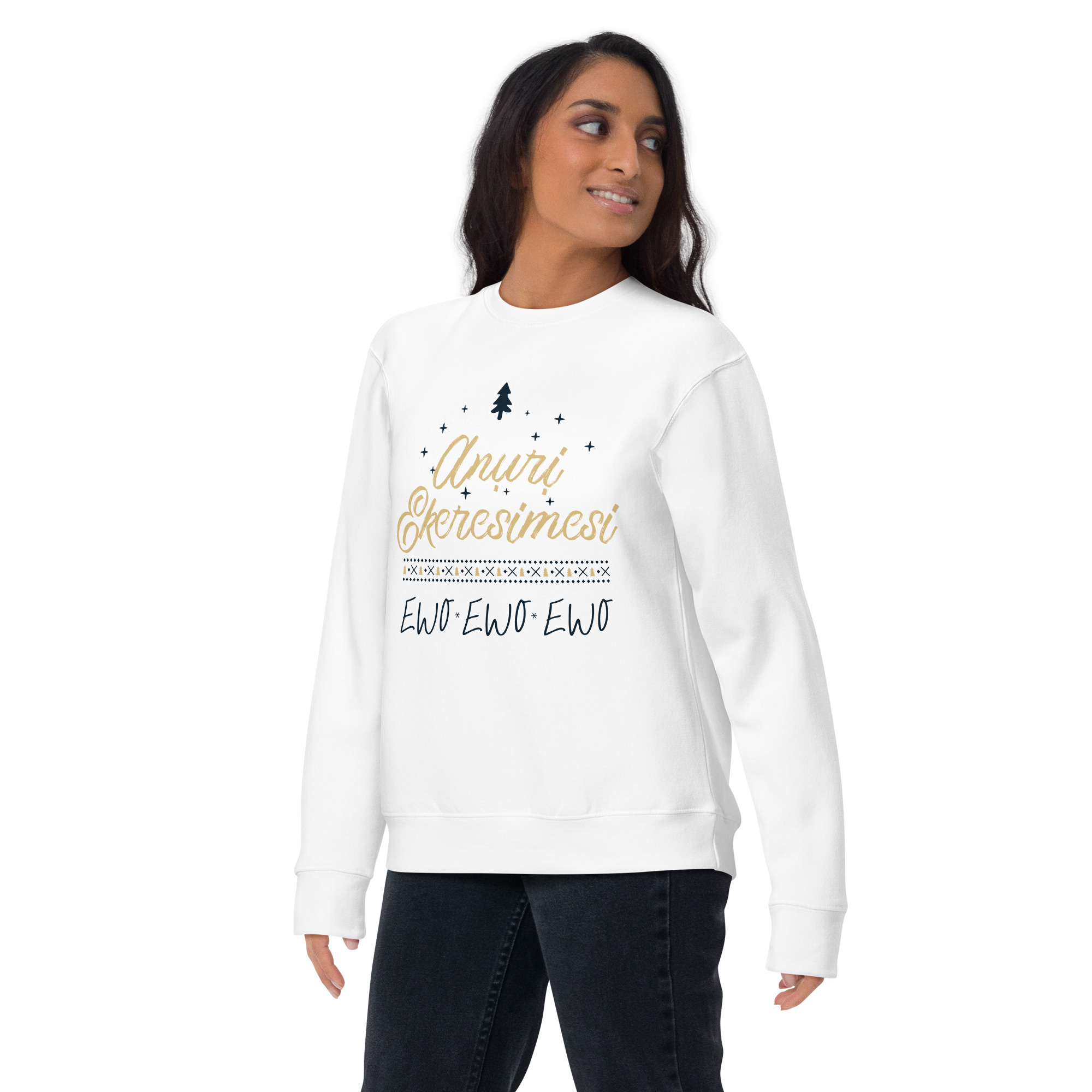 Aṅụrị Ekeresimesi Sweatshirt – Igbo “Merry Christmas” Holiday Sweater | Unisex Fleece Crewneck - Image 3